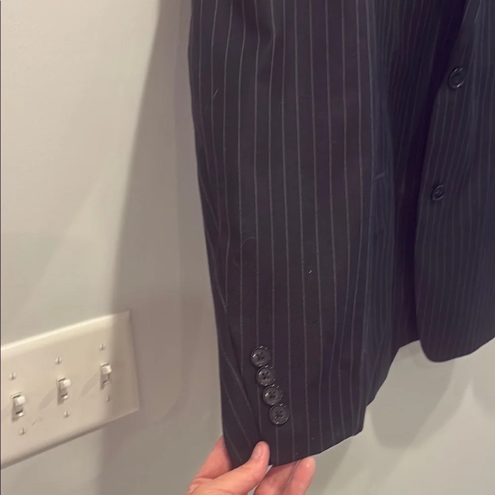 Classic Black and White Pinstripe Wool Suit